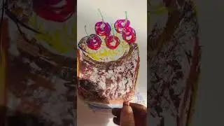 Cherry Chocolate Cake Chalk Pastel Drawing ASMR #art #drawing #cake