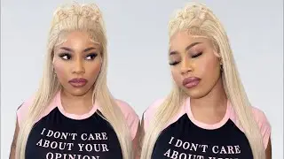 Blonde Color 613 HD Lace Frontal Human Hair Wig Install ft Premium Lace Wig #blondewig #color613wig