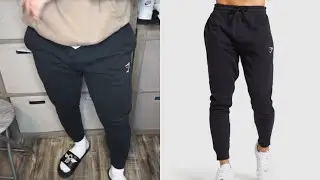 GYMSHARK MENS CREST JOGGERS  (TRY-ON)