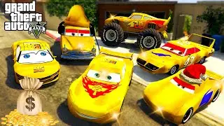 GTA 5 - Stealing Billionaire Lightning McQueen Golden Cars with Franklin! | (Real Life Cars #55)