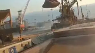Export of Wheat, Barley, Corn from Russia. Loading of the vessel in the grain terminal. Seaport. IEC