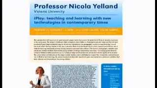 Prof Nicola Yelland (Australia): iPlay: Teaching and Learning with new technologies in early years