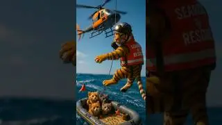 Tiger Rescues Kittens from Rough Sea!: This Was Unexpected!!😱  #shorts
