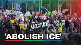 New Yorkers rally in front of Trump Towers vs immigration, Venezuela policies | ABS-CBN News