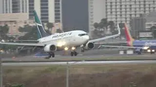 2019-07-04 Westjet WS1102 (C-FWSI) YYZ(Toronto)-LAX Landing Rwy 24R (B737)