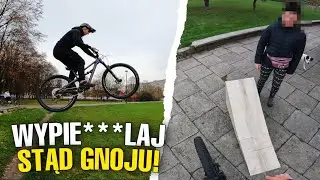 AGRESYWNA KOBIETA ZAKAZUJE NAM SKAKAĆ NA ROWERZE🤬