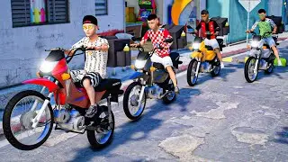 TRABALHANDO NAS ENTREGAS DE MOTO COM MEUS AMIGOS no GTA 5 FILME