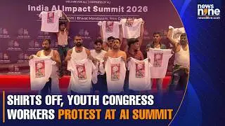 Youth Congress stages shirtless anti-Modi protest at Bharat Mandapam AI Summit