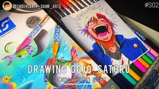 Doms 26 shades Brush Pen UNBOXING 😍//Drawing Gojo Satoru//Unboxing Video 🎁#S02