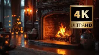 Elegant Mansion Fireplace 🔥 Cozy Luxury Night Ambience with Fire Sounds | 5 Hours (4K)