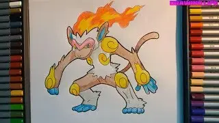 c&aacute;ch vẽ pokemon khỉ lửa Goukazaru bằng m&agrave;u ch&igrave; đơn giản nhất