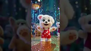 Puppy Dance Party in Red Overalls 🐶✨