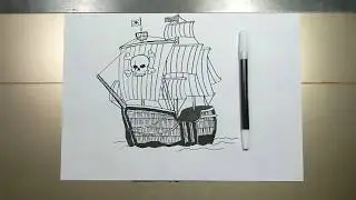 How to draw PIRATE SHIP step by step