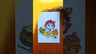 Cute Little Krishna Drawing. 💫❣️😇#shorts #art .