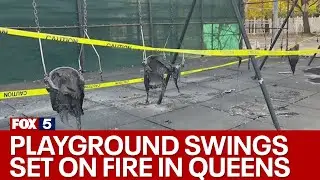 Community concerns after playground swings set on fire in Queens