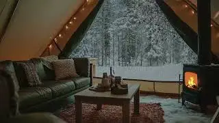 Silent Snowstorm Outside, Warm Fire Inside ❄️🔥 | Cozy Tent Ambience for Sleep