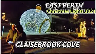 Walking Tour: Night Walk at EAST PERTH (West Australia) | Christmas Lights Trail | 1080p 60fps