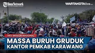 Massa Buruh Kembali Gruduk Kantor Pemerintah Kabupaten Karawang