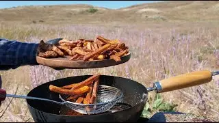 Cooking Chicken Nuggets & Fries in Nature | Beautiful Flowers  #chefdadcooking #nuggets