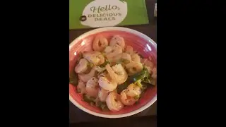 Hello Fresh-Shrimp and Zucchini Ribbons with Basil Oil and Jasmine Rice