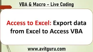 Access to Excel Export data from Excel to Access