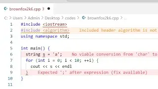 C++ with inline error hint in Visual Studio Code (clangd + Error Lens)