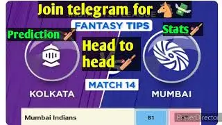 Mi vs Kkr 🏏 , match 14 !! Winner , stats , head to head 👍 !! Dream 11 ✅  Join telegram for 💸💸 !!