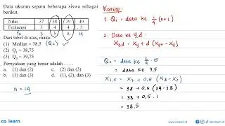 The shoe size data for several students is as follows. Value 37 38 39 40 Frequency 3 4 4 3 From t...