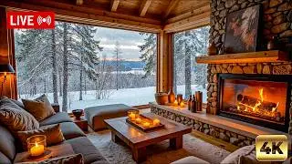 This Winter Cabin Will Melt Your Stress ❄️🔥 Fireplace, Snowfall & Forest Sounds | 4K Live