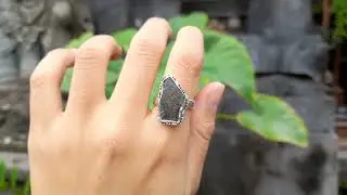 Cincin Perak 925 Permata Natural Moldavite Tektite + Sertifikat