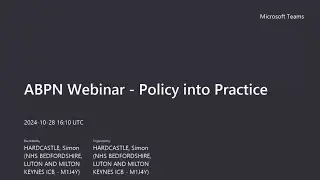 ABPN Webinar - Policy into Practice