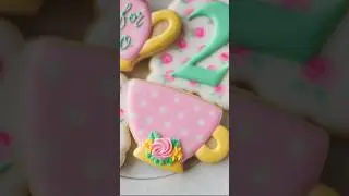 Teacup from Tea for Two cookie set decorated with royal icing #sugarcookies #royalicing #teafortwo
