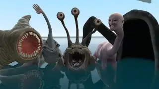 WE SWAM TOO FAR VS STARFISH MONSTER VS SEA EATER VS HEAR ME OUT VS HAND SEA MONSTER In Garry's Mod!