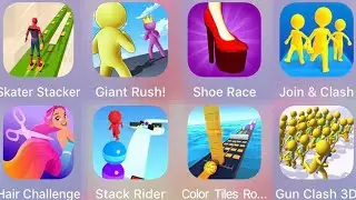 Gun Clash 3D,Shoe Race,Stack Rider,Hair Challenge,Skater Stacker,Color Tiles,Join & Clash,Giant Rush