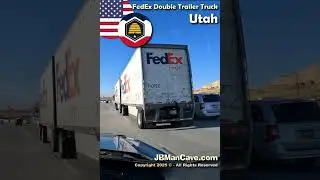 FEDEX DOUBLE TRAILER TRUCK on Highway in USA JBManCave.com #Shorts