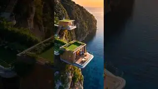 Solar-Powered Cliffside Bamboo Pods with Floating Gardens 🌿🌊 #EcoLuxury
