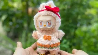 Easy crochet cute tulip dress for LaBuBu 17cm/Crochet clothes for LaBuBu/DIY/Handmade/Cute