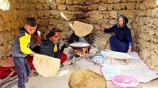 Cooking Adventure in a Tent/How a Nomad Woman Bakes Traditional Mountain Bread Over a Fire