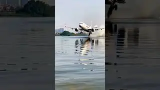 Will this airplane have a successful water landing? #airplane #airport #911 #crash #river #news #ai
