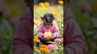 Cute Baby Monkey Eating Orange 🍊 | Most Adorable Snack Time #babymonkey #cuteanimals #orangetime