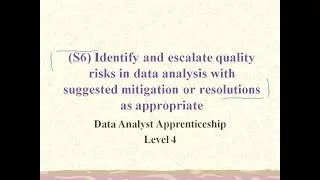 S6 Identify & escalate quality risks in data analysis | mitigation or resolutions | Data Analyst