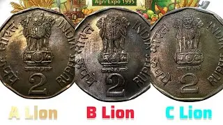 X-Rare Rs2 Agri Expo Bombay Mint A, B & C Lion AUNC| Supreme Court First Strike MS64+| #coin #rare 