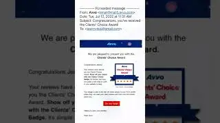 Such an HONOR to receive the AVVO Clients&rsquo; Choice Award 🏆🏅🎖 Thank you to our supportive clients!