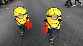 DIY Minion Costumes, Twins trick or treating
