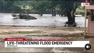Helicopter Water Rescue happens live on news. #Texas Hill Country Floods. Guadalupe River Flooding.