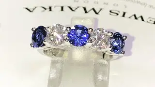 Incredible natural blue sapphire and diamond half eternity ring 💙