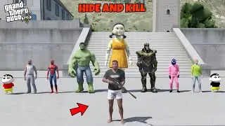 FRANKLIN FIGHT WITH AVENGERS AND SQUID GAME IN GTA 5