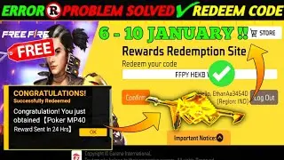 FREE FIRE REDEEM CODE TODAY  JANUARY REDEEM CODE FREE FIRE | FF REDEEM CODE TODAY 6 JANUARY