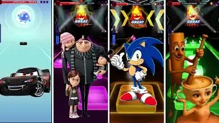 Tiles hop Car 3 vs Despicable Me vs Sonic vs Italian brainrot