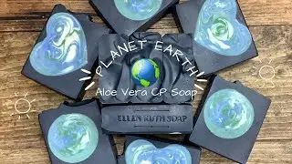 Making 🌏 PLANET EARTH 🌎  Aloe Vera CP Soap w/ Embeds | Ellen Ruth Soap